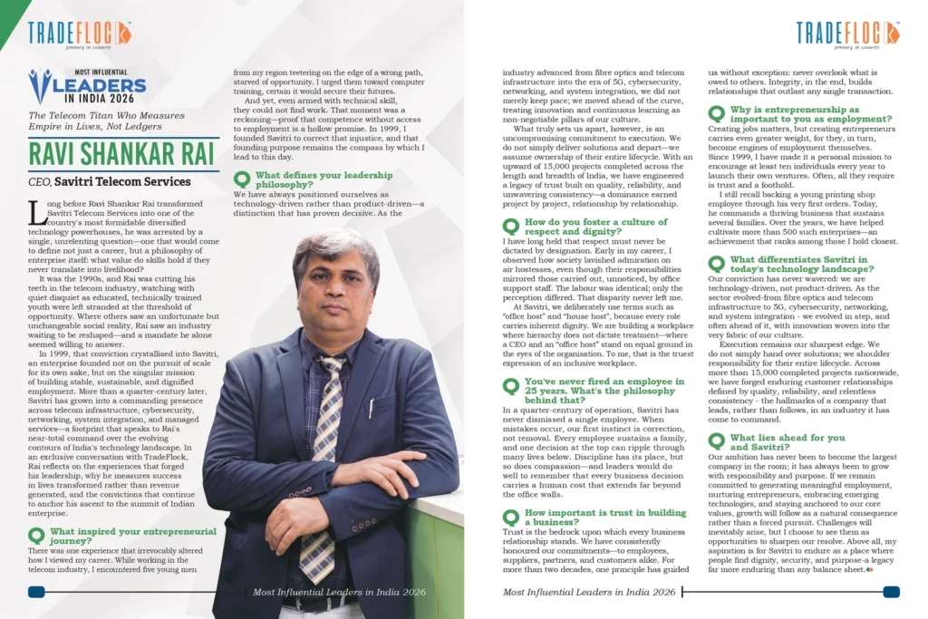 A Leadership Milestone: Savitri Telecom Services, CEO, Ravi Shankar Rai, Among India’s Most Influential Leaders of 2026